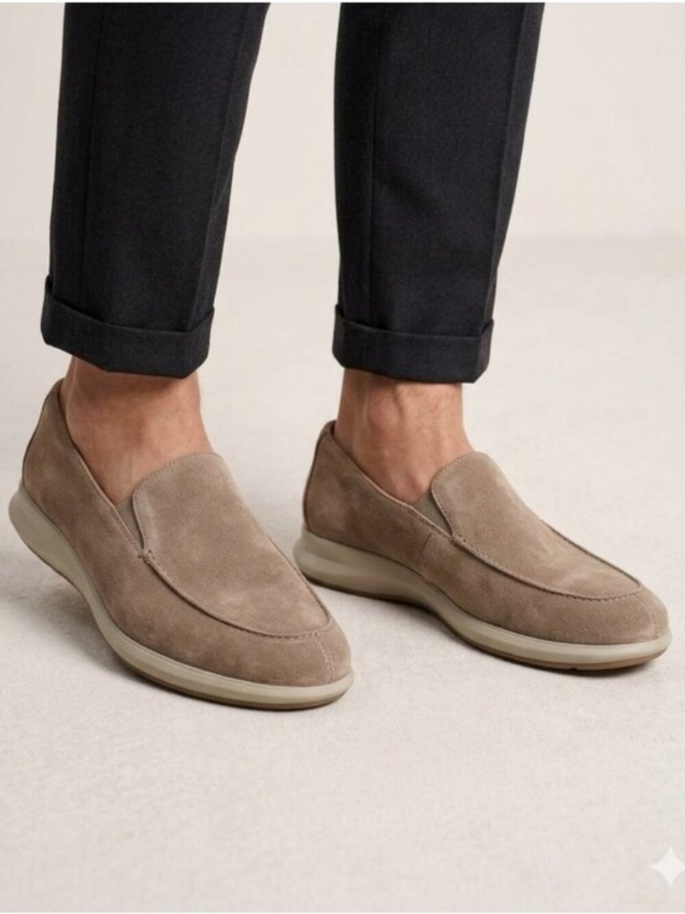 Samuel Hubbard Freedom First Taupe Suede Slip-On Sneakers Womens 9